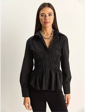 Chemise femme en popeline de mélange de coton coupe normale lucci