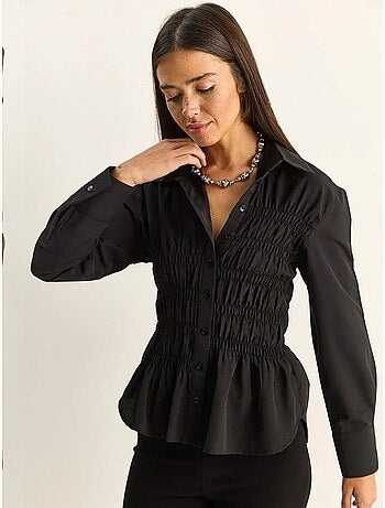 Chemise femme en popeline de mélange de coton coupe normale lucci