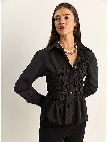 Chemise femme en popeline de mélange de coton coupe normale lucci