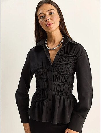 Chemise femme en popeline de mélange de coton coupe normale lucci