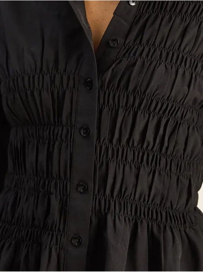 Chemise femme en popeline de mélange de coton coupe normale lucci Noir - Kiabi