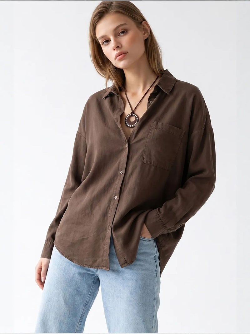 Chemise femme en tencel mixray Marron - Kiabi
