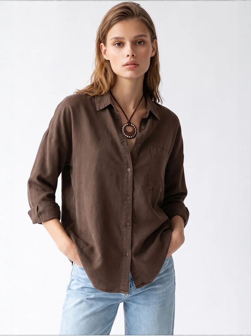 Chemise femme en tencel mixray Marron - Kiabi