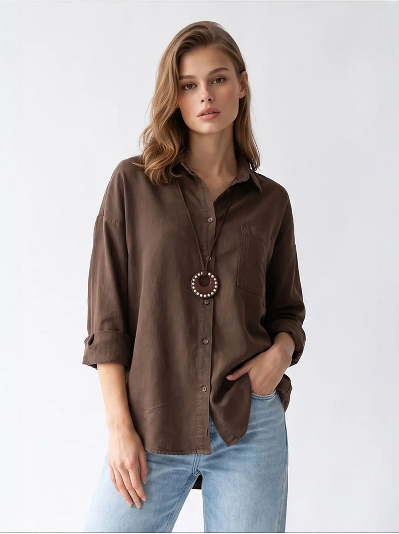Chemise femme en tencel mixray Marron - Kiabi