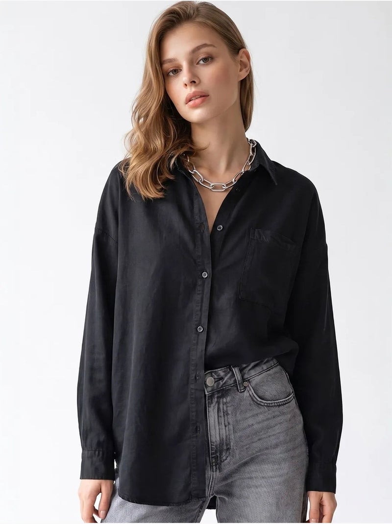 Chemise femme en tencel mixray Noir - Kiabi