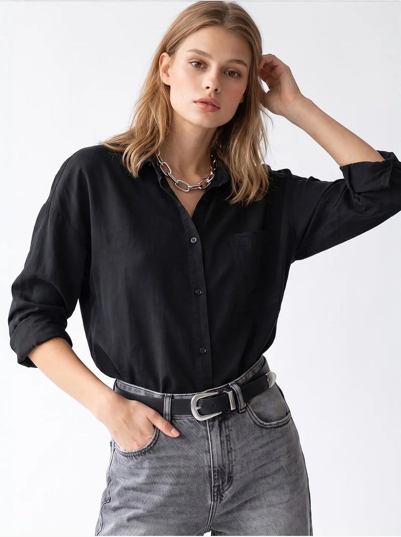 Chemise femme en tencel mixray Noir - Kiabi