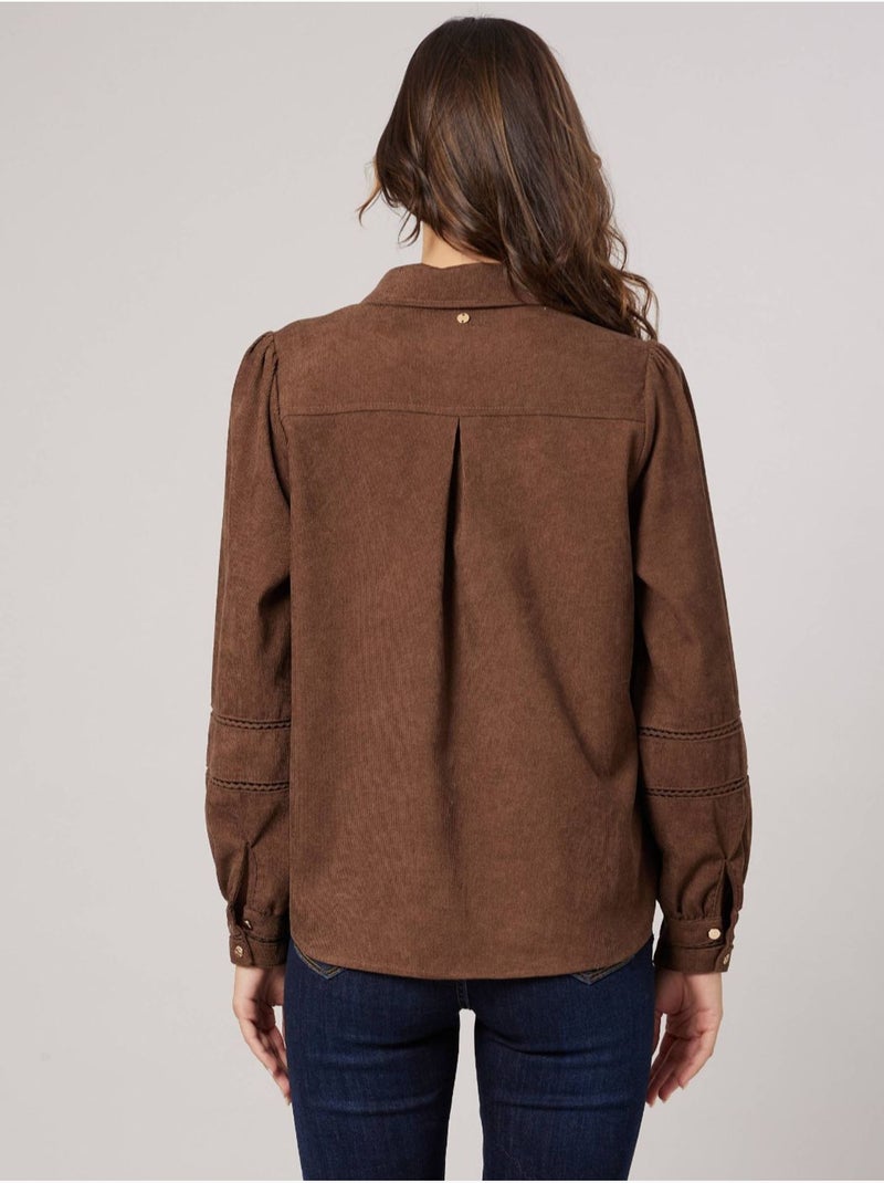 Chemise femme en velours côtelé 'deeluxe' Marron clair - Kiabi