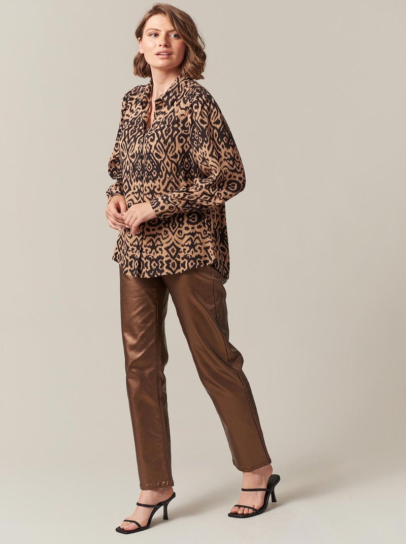 Chemise femme en viscose à motifs ethniques 'Deeluxe' Gris taupe - Kiabi