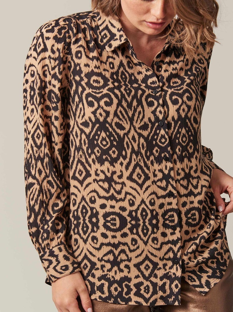 Chemise femme en viscose à motifs ethniques 'Deeluxe' Gris taupe - Kiabi