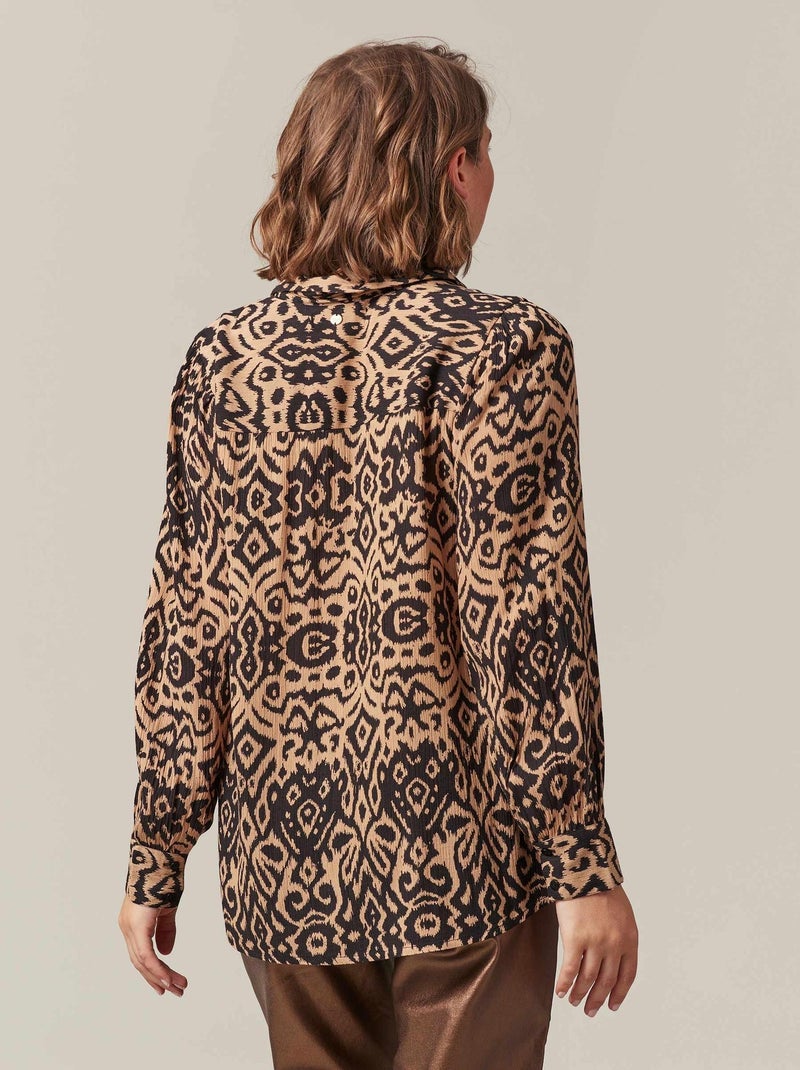 Chemise femme en viscose à motifs ethniques 'Deeluxe' Gris taupe - Kiabi