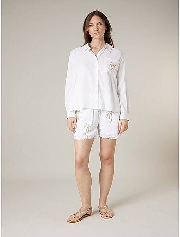 Chemise femme estivale ajourée en viscose et lin 'deeluxe'