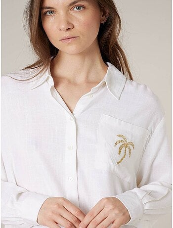 Chemise femme estivale ajourée en viscose et lin 'deeluxe'