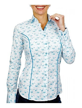 Chemise femme fantaisie coupe cintrée PASSADENA Andrew Mac Allister Blanc , 46