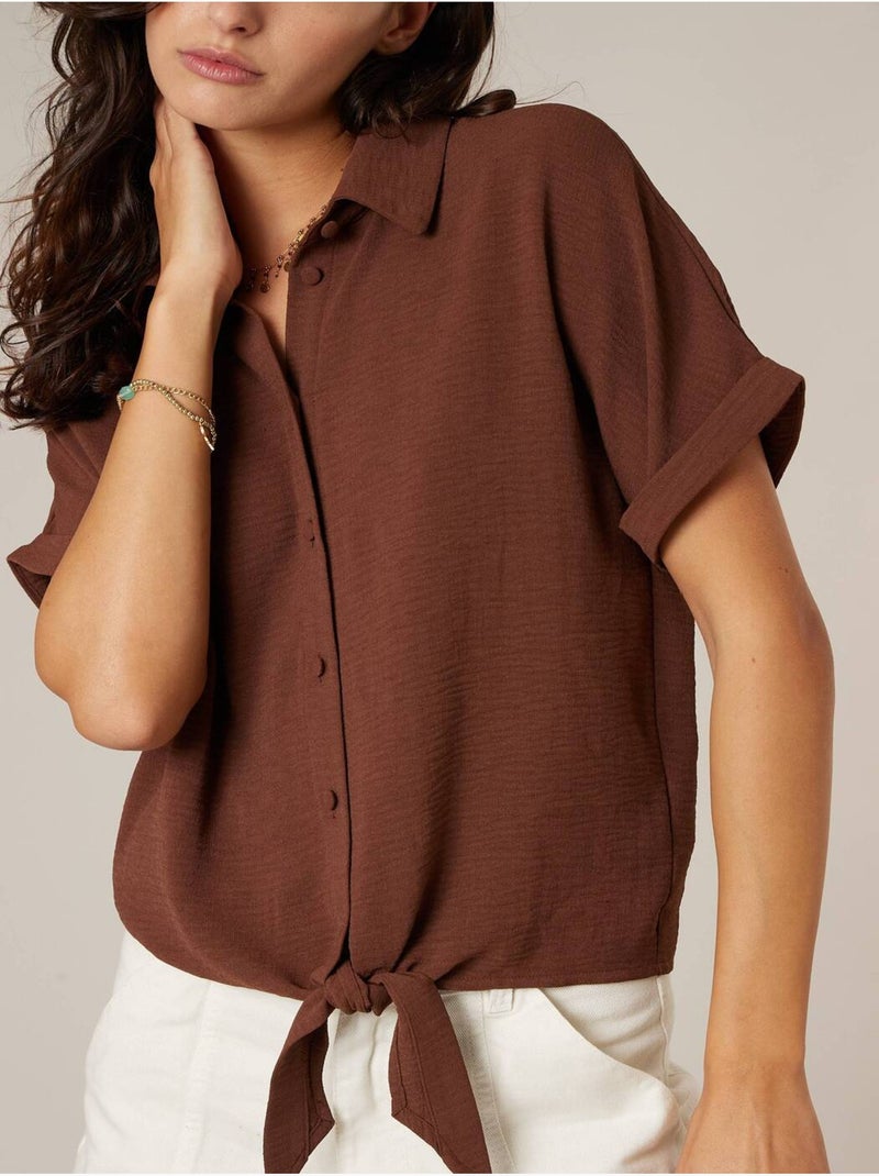 Chemise femme fluide 'Deeluxe' Marron - Kiabi