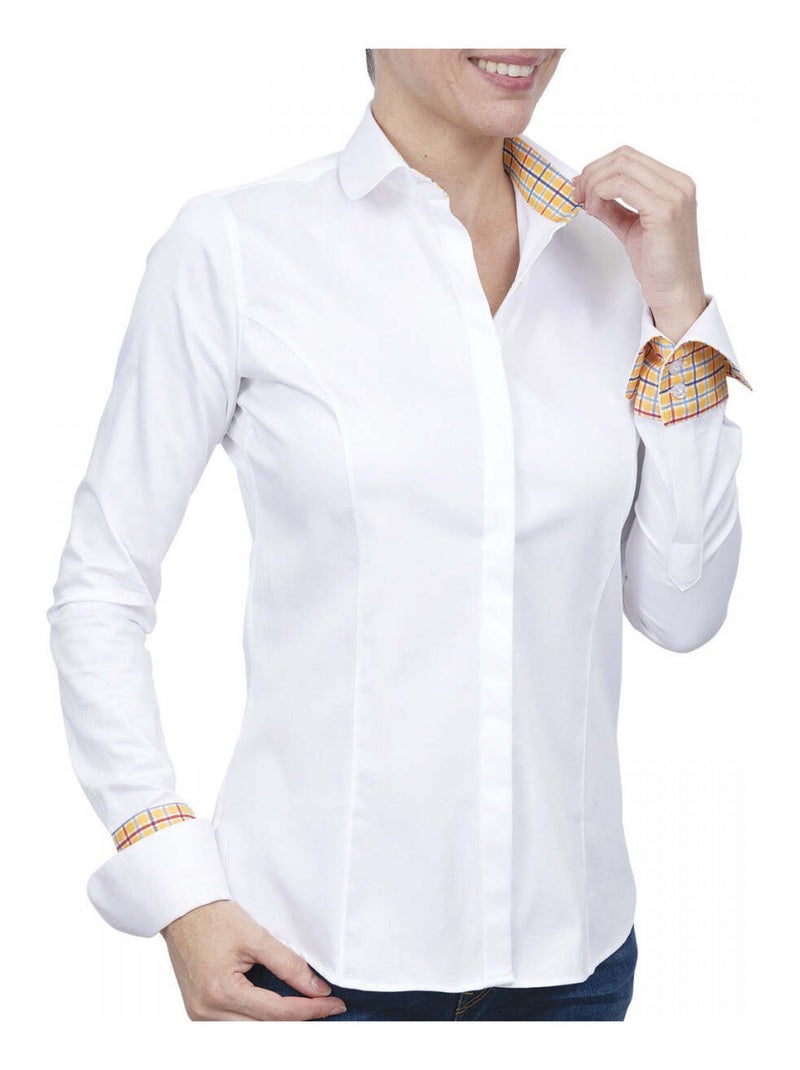 Chemise femme Habillée coupe cintrée CHARLEY Andrew Mac Allister Blanc , Orange , 34 Blanc Orange - Kiabi