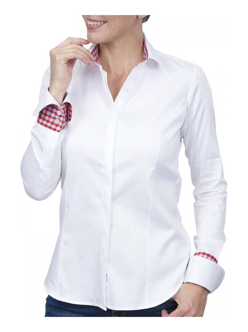 Chemise femme Habillée coupe cintrée CHARLEY Andrew Mac Allister Blanc , Rouge , 38 Blanc Rouge - Kiabi