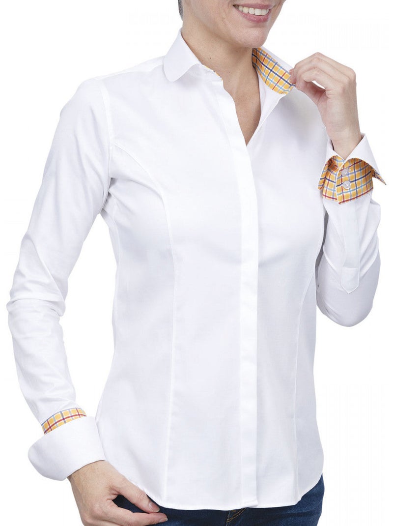 Chemise femme Habillée coupe cintrée CHARLEY Andrew Mac Allister Blanc Rouge - Kiabi