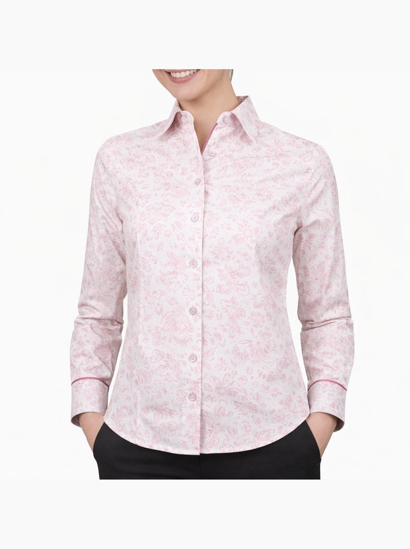 Chemise femme imprimé floral coupe cintrée ALMA Andrew Mc Allister Rose clair - Kiabi