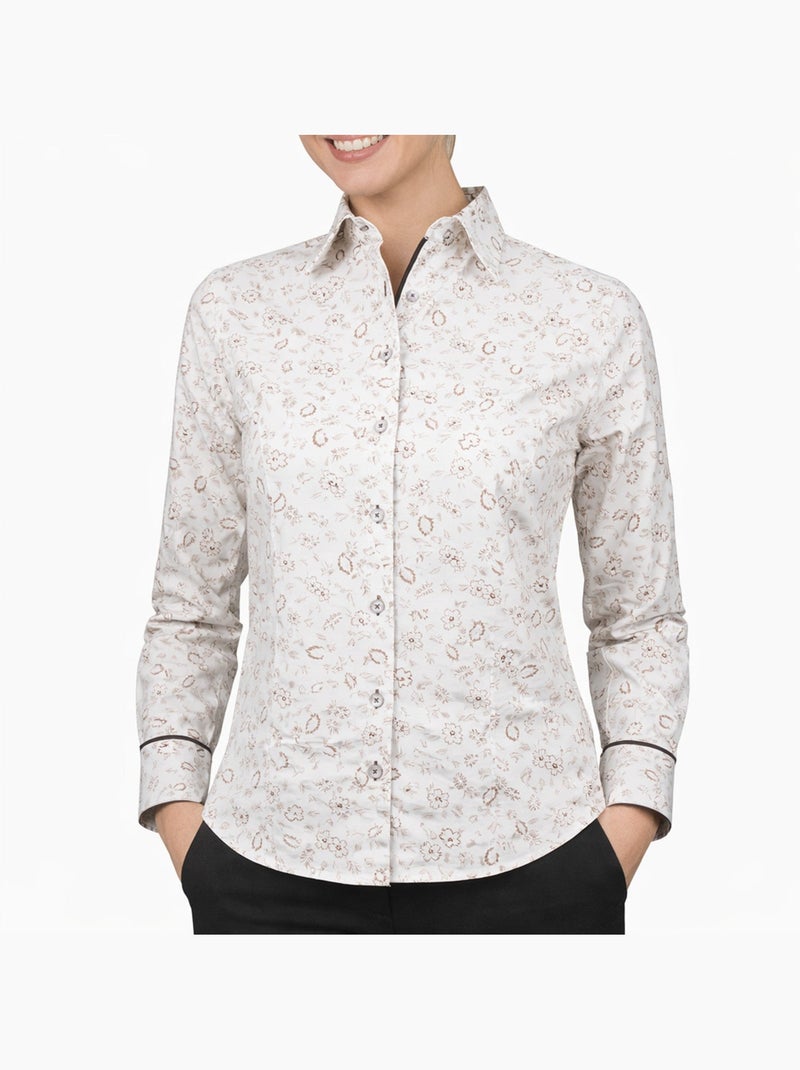 Chemise femme imprimé floral coupe cintrée EGLANTINE Andrew Mc Allister Ecru - Kiabi