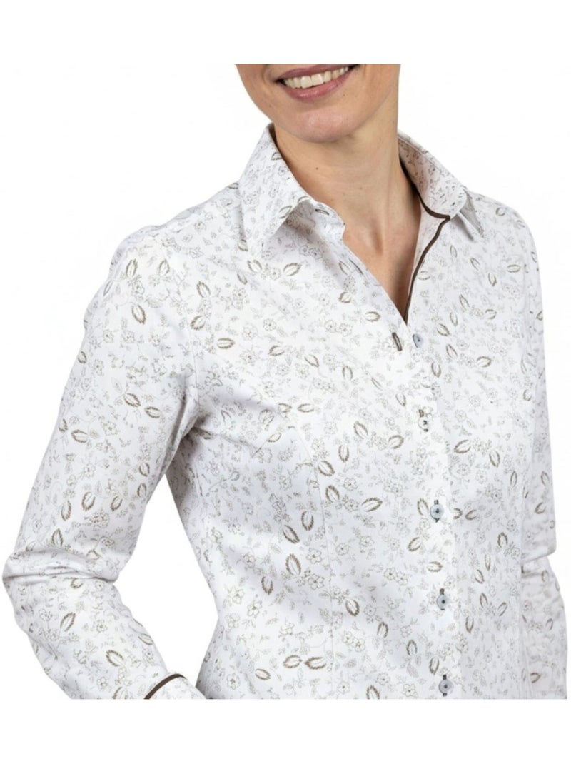 Chemise femme imprimé floral coupe cintrée EGLANTINE Andrew Mc Allister Ecru - Kiabi