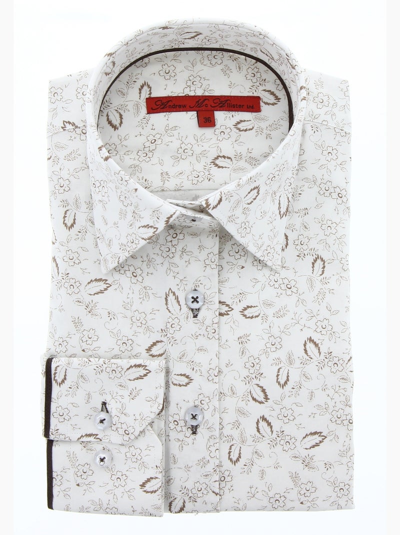 Chemise femme imprimé floral coupe cintrée EGLANTINE Andrew Mc Allister Ecru - Kiabi