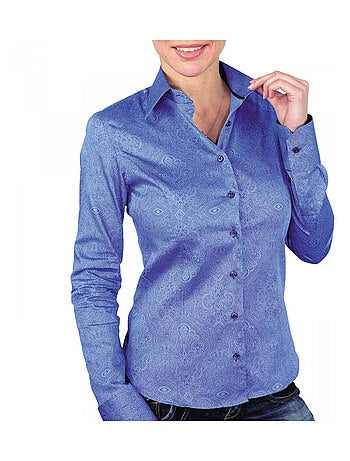 Chemise femme imprimée coupe cintrée ASTORIA Andrew Mac Allister Bleu , 46