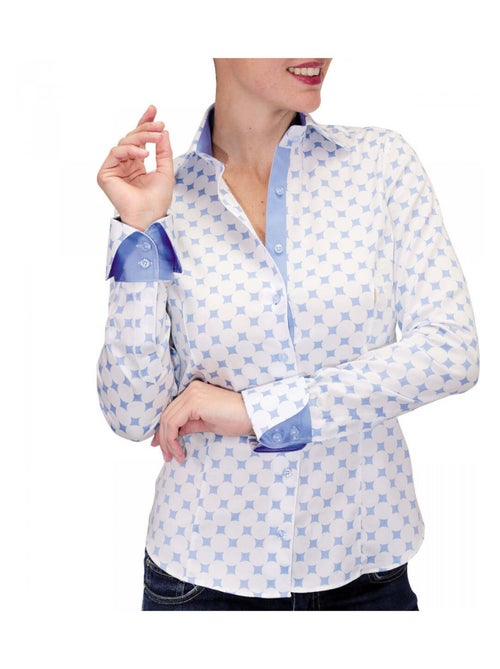 Chemise femme imprimée coupe cintrée BETSY Andrew Mac Allister Bleu , 34 - Kiabi