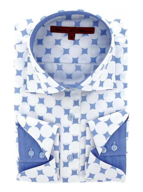 Chemise femme imprimée coupe cintrée BETSY Andrew Mac Allister Bleu , 34 - Kiabi