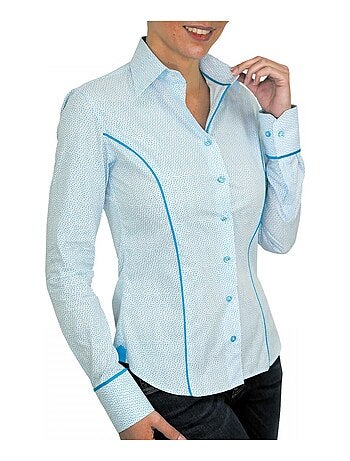 Chemise femme imprimée coupe cintrée DAISY Andrew Mac Allister Turquoise , 34