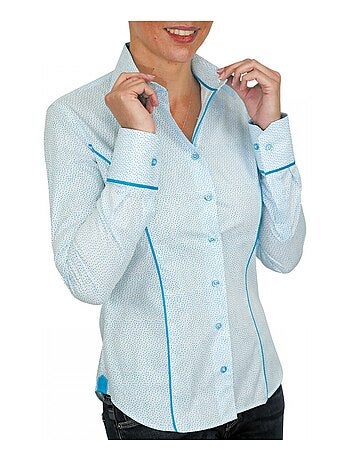 Chemise femme imprimée coupe cintrée DAISY Andrew Mac Allister Turquoise , 34