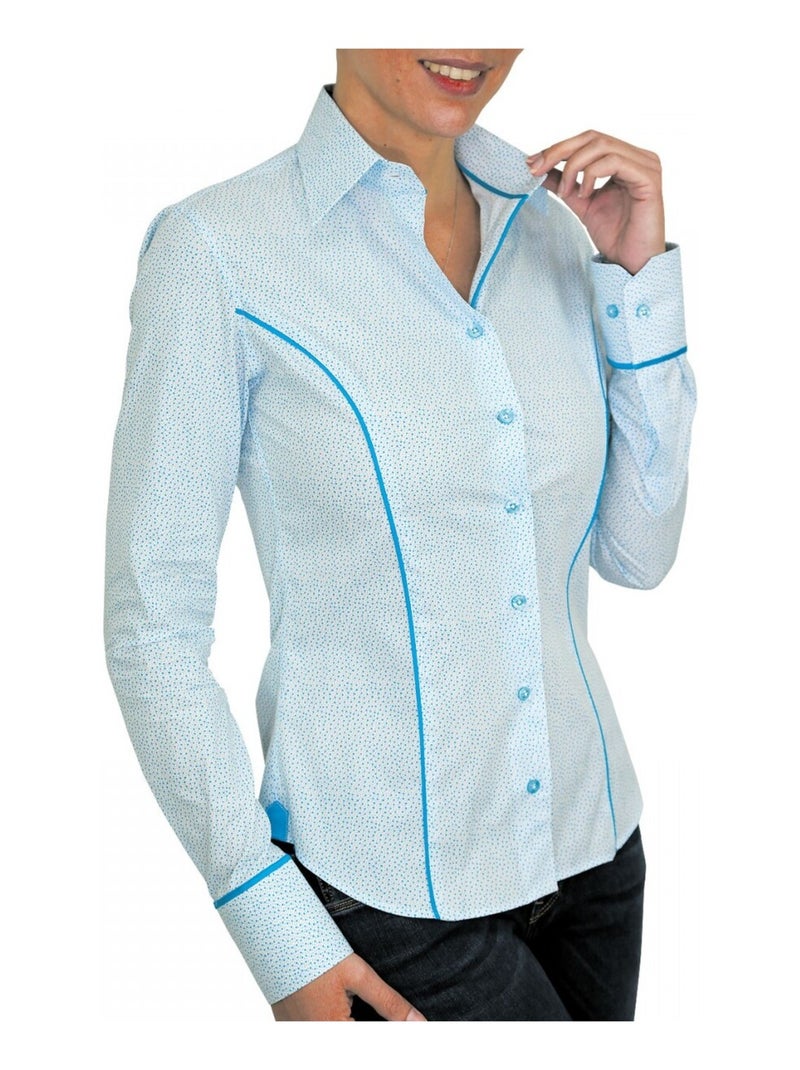 Chemise femme imprimée coupe cintrée DAISY Andrew Mac Allister Turquoise , 34 Bleu turquoise - Kiabi