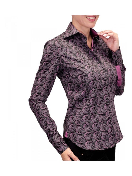 Chemise femme imprimée coupe cintrée DARK Andrew Mac Allister Noir , Violet , 36 - Kiabi