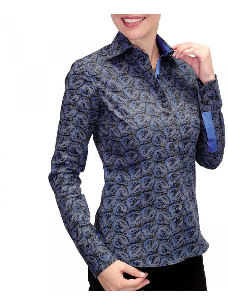 Chemise femme imprimée coupe cintrée DARK Andrew Mac Allister Noir Violet - Kiabi