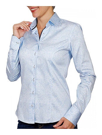 Chemise femme imprimée coupe cintrée KIARA Andrew Mac Allister Bleu , 42