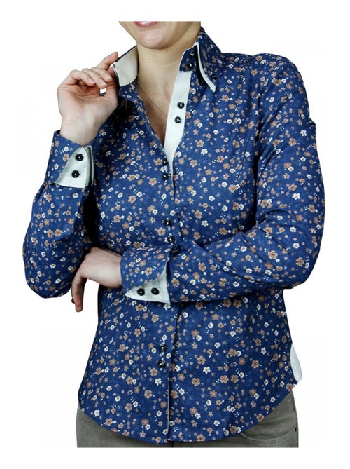 Chemise femme liberty coupe cintrée LIBERTY Andrew Mac Allister Bleu , 40 - Kiabi
