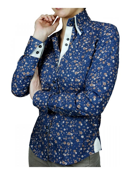 Chemise femme liberty coupe cintrée LIBERTY Andrew Mac Allister Bleu , 40 - Kiabi