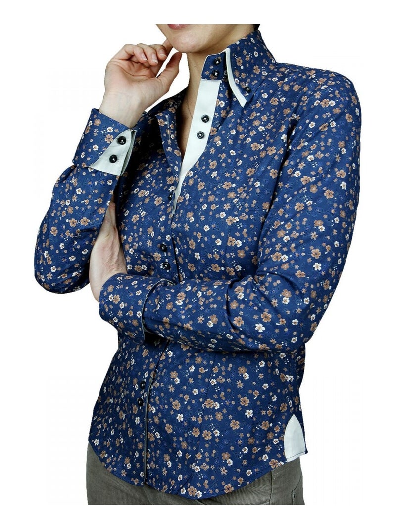 Chemise femme liberty coupe cintrée LIBERTY Andrew Mac Allister Bleu , 40 Bleu - Kiabi