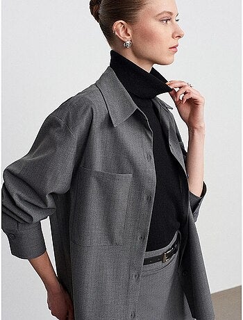 Chemise femme longue oversize à poche dilvin