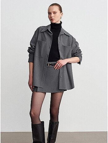 Chemise femme longue oversize à poche dilvin