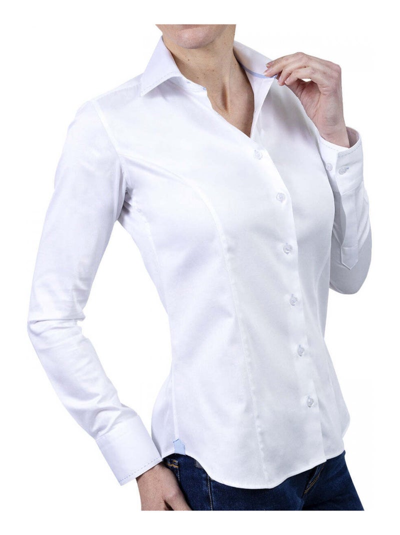 Chemise femme mode coupe cintrée LEANA Andrew Mac Allister Blanc , Bleu ciel , 36 Blanc Bleu ciel - Kiabi
