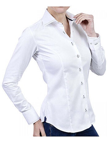 Chemise femme mode coupe cintrée LEANA Andrew Mac Allister Blanc , Bleu , 34