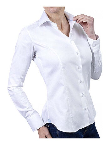 Chemise femme mode coupe cintrée LEANA Andrew Mac Allister Blanc , Bleu , 34