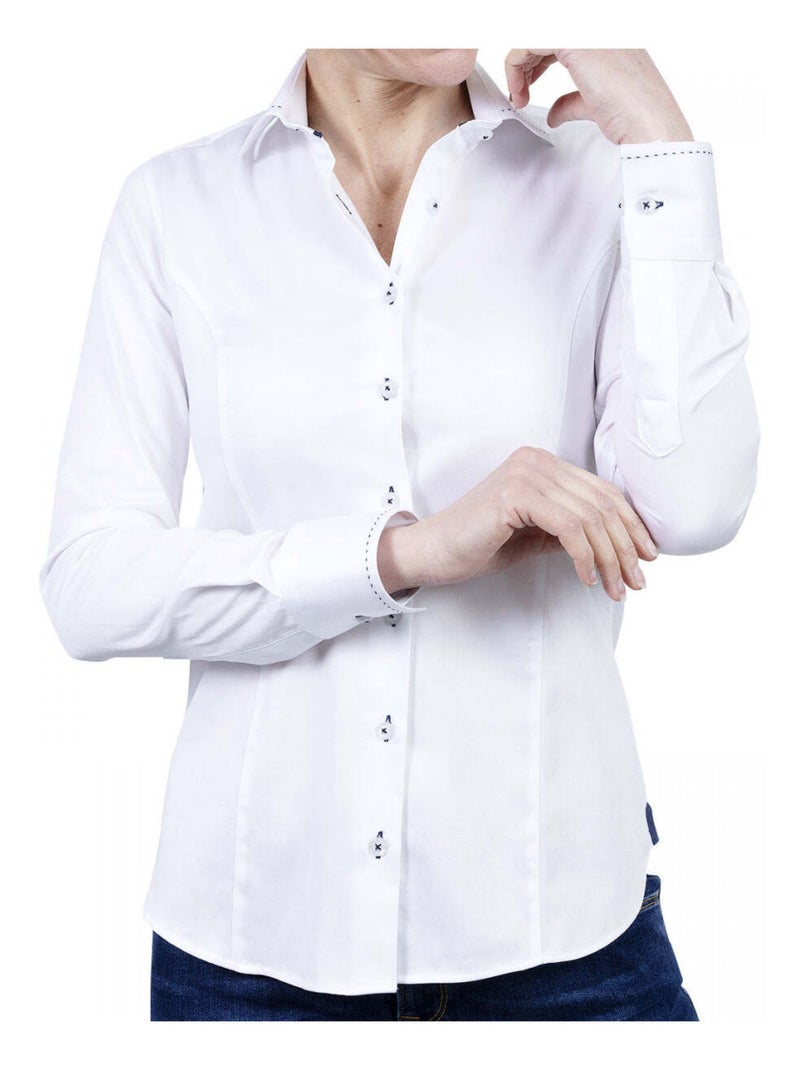 Chemise femme mode coupe cintrée LEANA Andrew Mac Allister Blanc , Bleu ciel , 40 Blanc Bleu ciel - Kiabi
