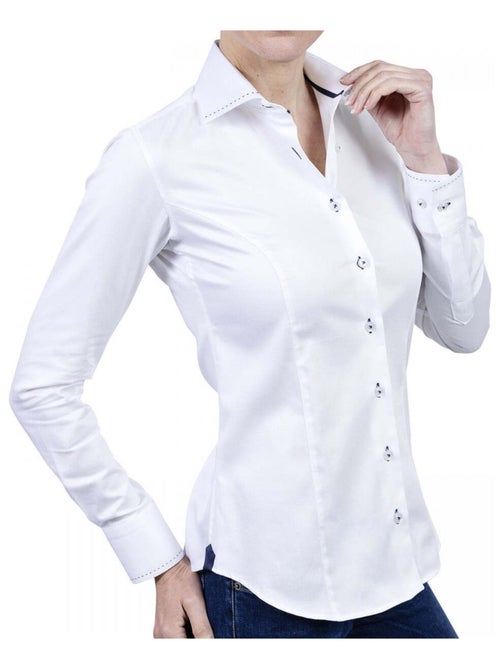 Chemise femme mode coupe cintrée LEANA Andrew Mac Allister Blanc , Rouge , 44 - Kiabi