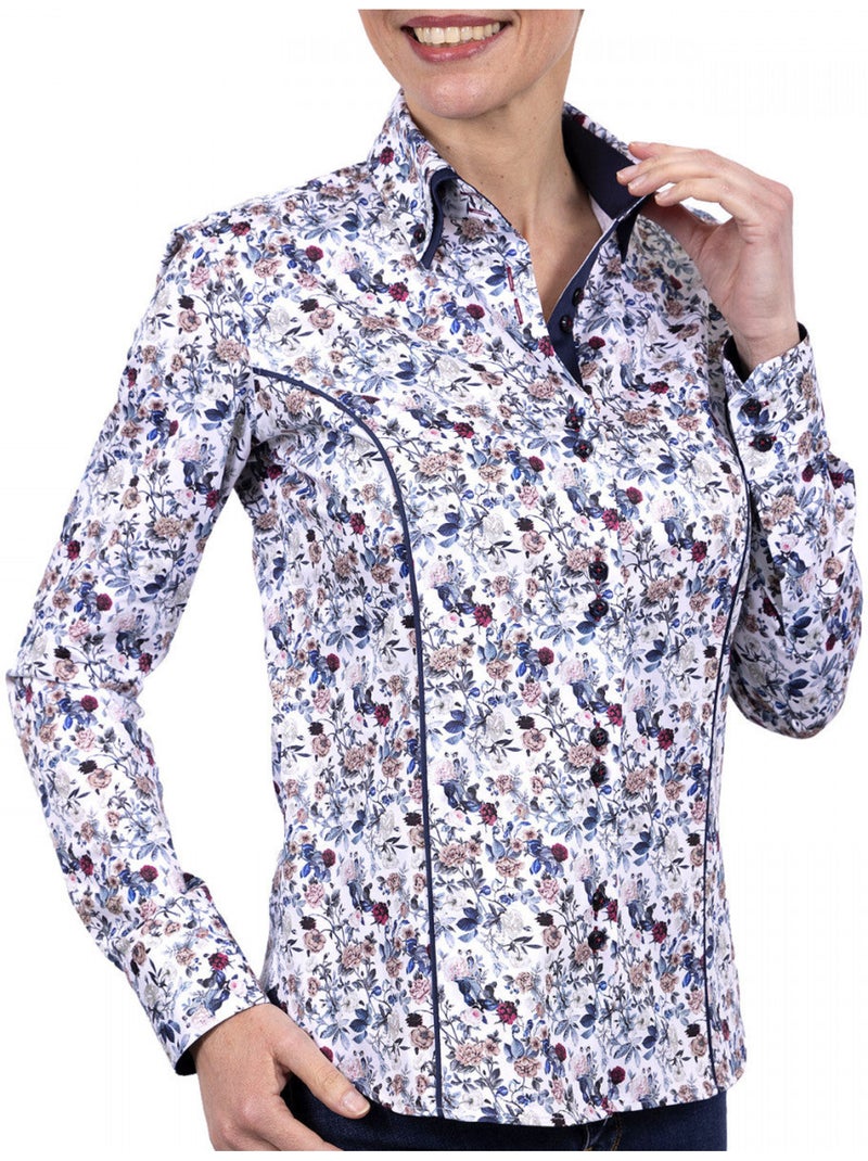 Chemise femme mode coupe cintrée LIBERTA Andrew Mac Allister Blanc , Bleu , 40 Blanc Bleu - Kiabi
