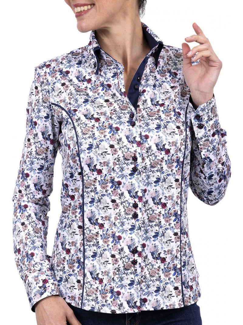 Chemise femme mode coupe cintrée LIBERTA Andrew Mac Allister Blanc Bleu - Kiabi