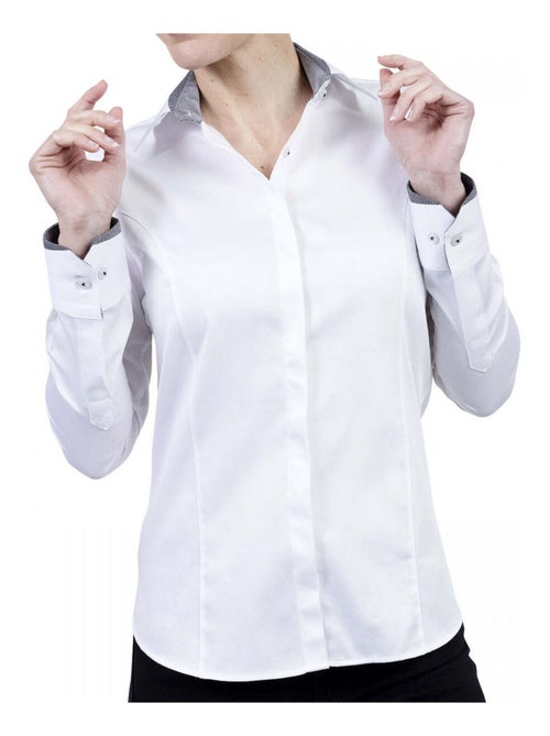 Chemise femme mode coupe cintrée NANA Andrew Mac Allister Blanc , Bleu , 42 - Kiabi Chemise femme mode coupe cintrée NANA Andrew Mac Allister Blanc , Bleu , 42 - Kiabi