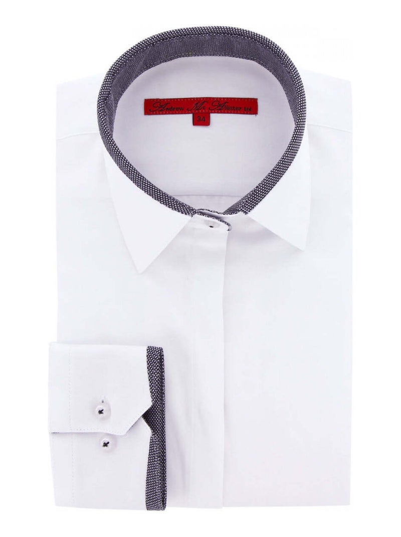 Chemise femme mode coupe cintrée NANA Andrew Mac Allister Blanc , Bleu , 44 Blanc Bleu - Kiabi