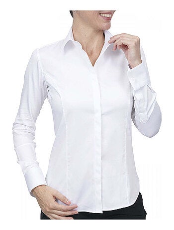 Chemise femme mousquetaire coupe cintrée Margaret Andrew Mac Allister Blanc , 34