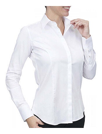 Chemise femme mousquetaire coupe cintrée Margaret Andrew Mac Allister Blanc , 34